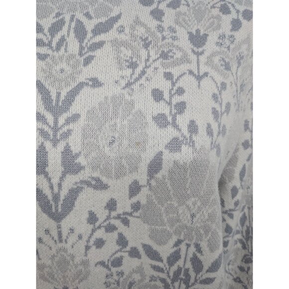 Ann Taylor Mock Neck Jacquard Floral Knit Sweater Size M Pullover Cottage Cozy - Picture 4 of 11